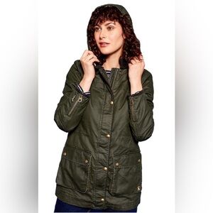 Joules Waxed Canvas Moss Green Jacket with Gold Accents
